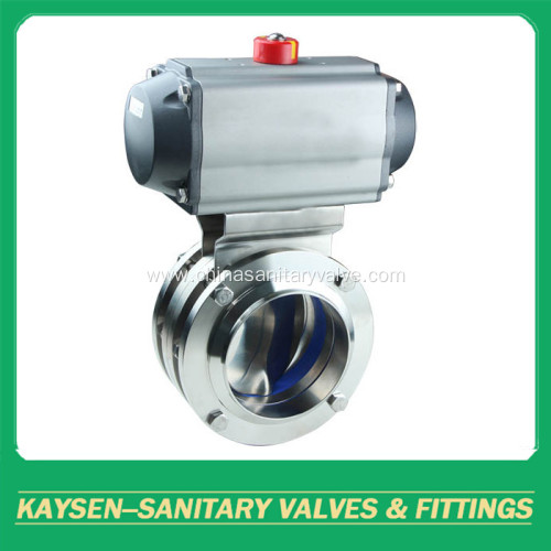 DIN Hygienic Aluminium Pneumatic 3PCS Weld Butterfly Valve